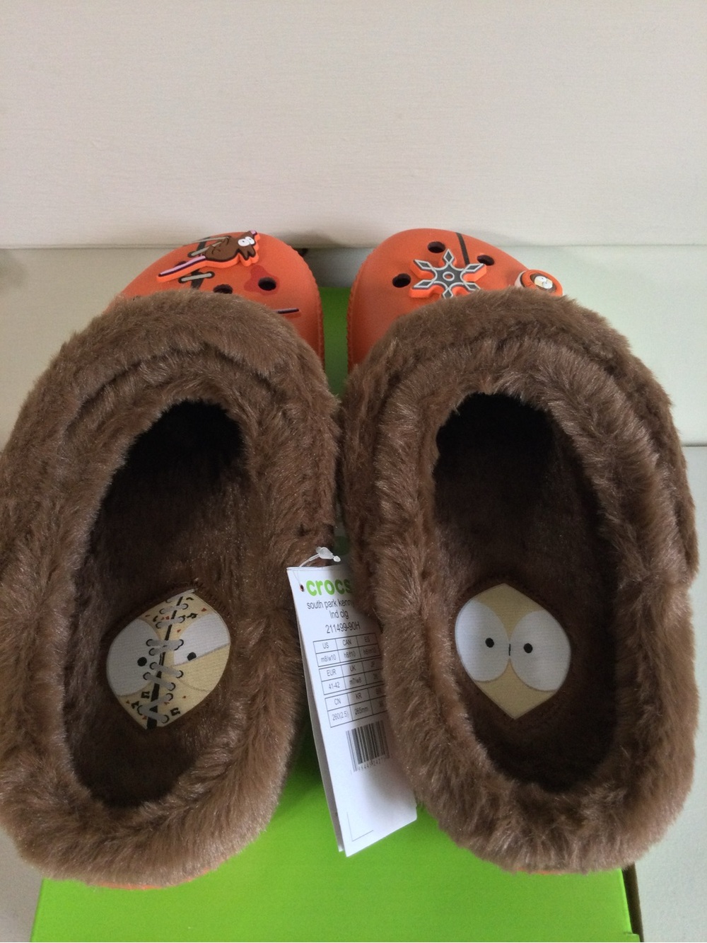 CROCS Orange Clog with Brown Faux-Fur Lining